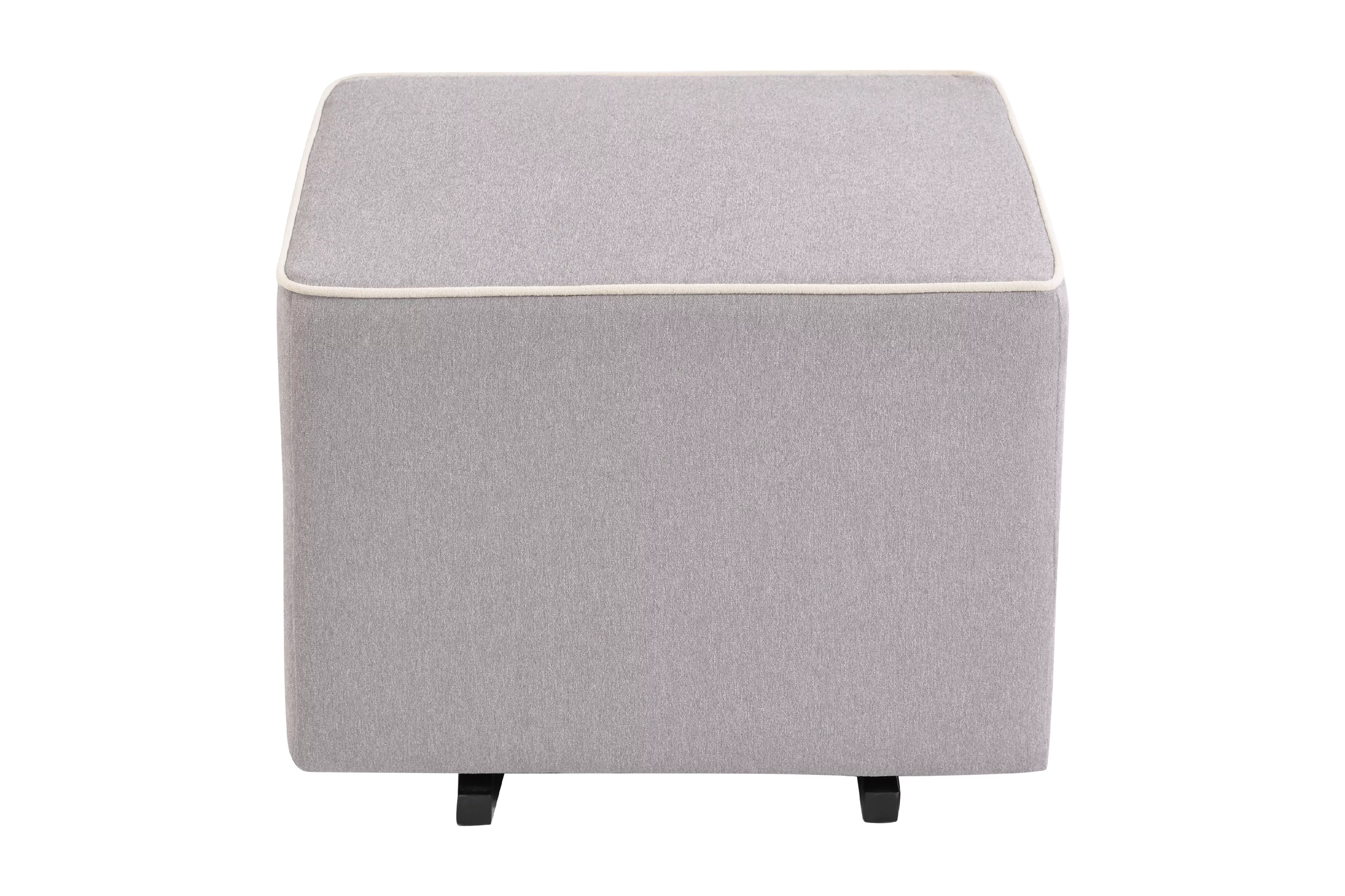 Davinci Universal Gliding Ottoman in Grey Finish with Cream Piping