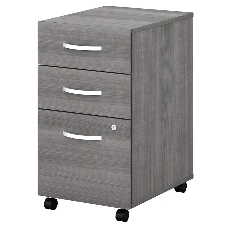 Home Square 2 Piece Wood Mobile Filing Cabinet Set in Platinum Gray