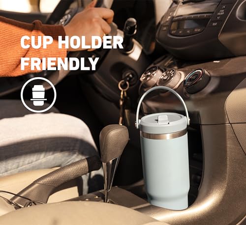 Hydrapeak Nomad 24 oz Tumbler with Handle and Straw Lid, Leakproof, Double Insulated, 24oz Cup Stainless Steel (Blush)