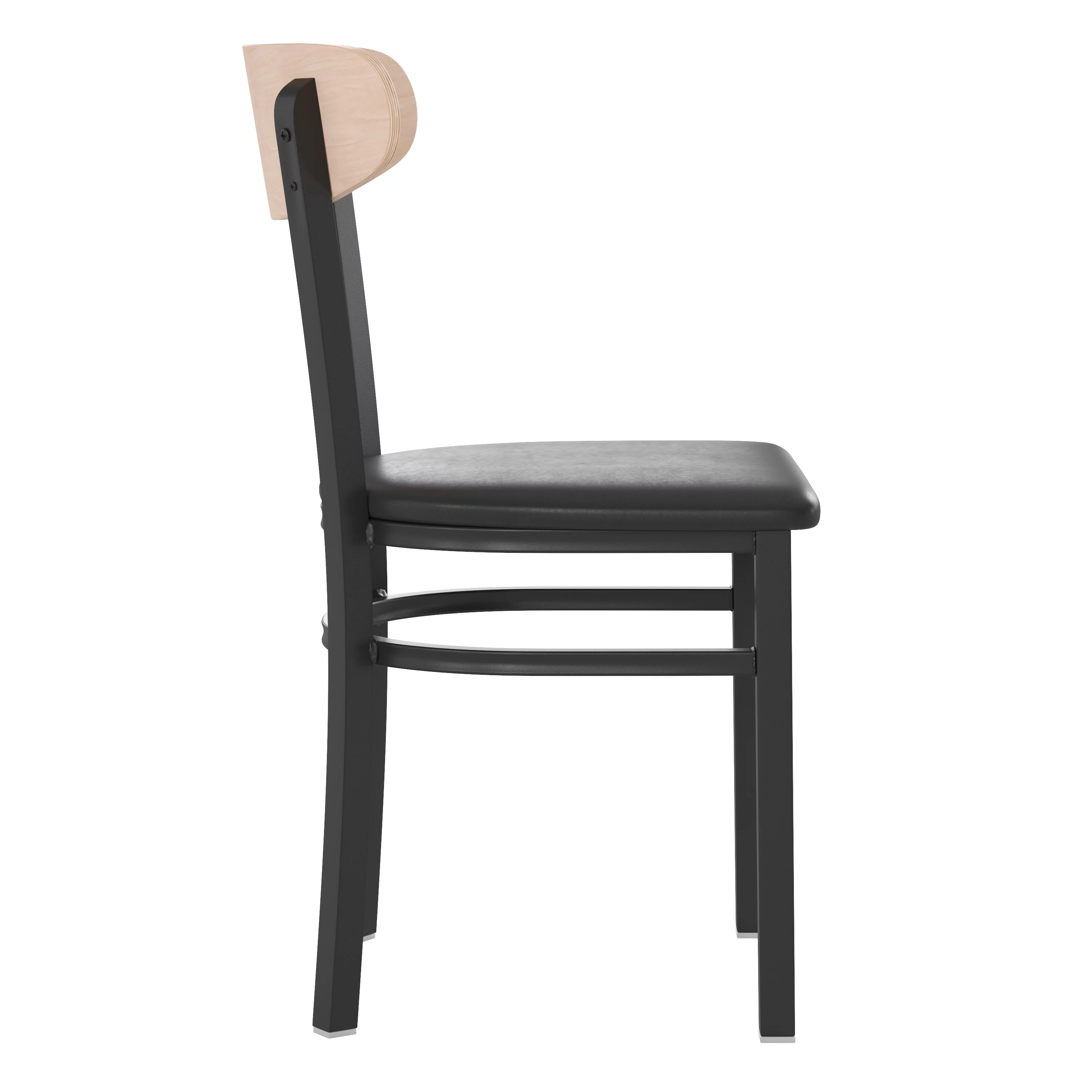 Flash Furniture Wright Metal/Wood Restaurant Chair, Natural Birch/Black
