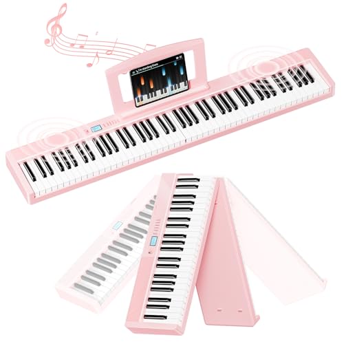 TERENCE V30 Digital Piano 88 Key Weighted Keyboard, Full Size Piano Keyboard with 2X5W Speakers, Music Stand and Sustain Pedal, Portable Folding Piano Gift Teaching for Beginners