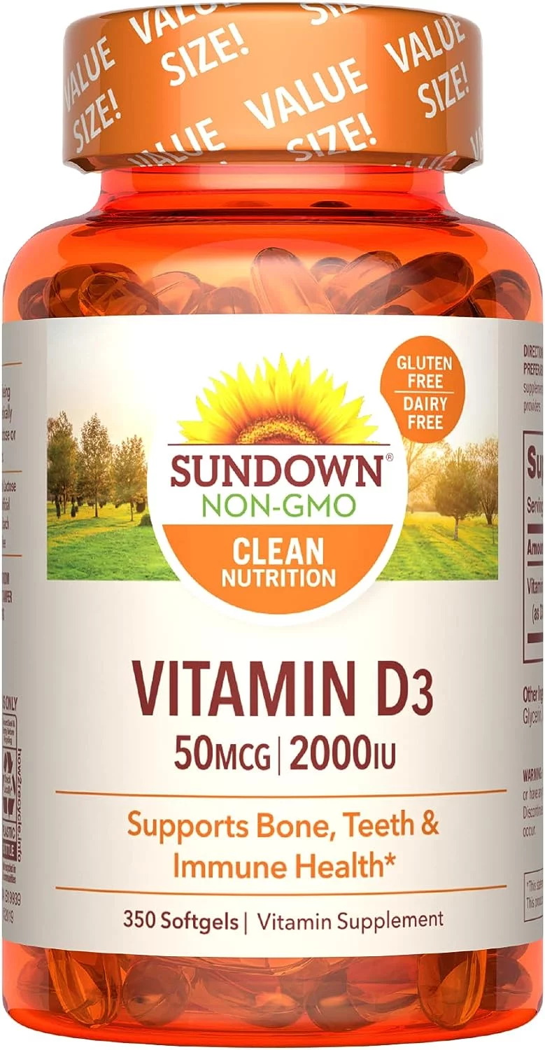 Sundown Naturals Vitamin D3 2000 IU 350 Softgels (1 Bottle)