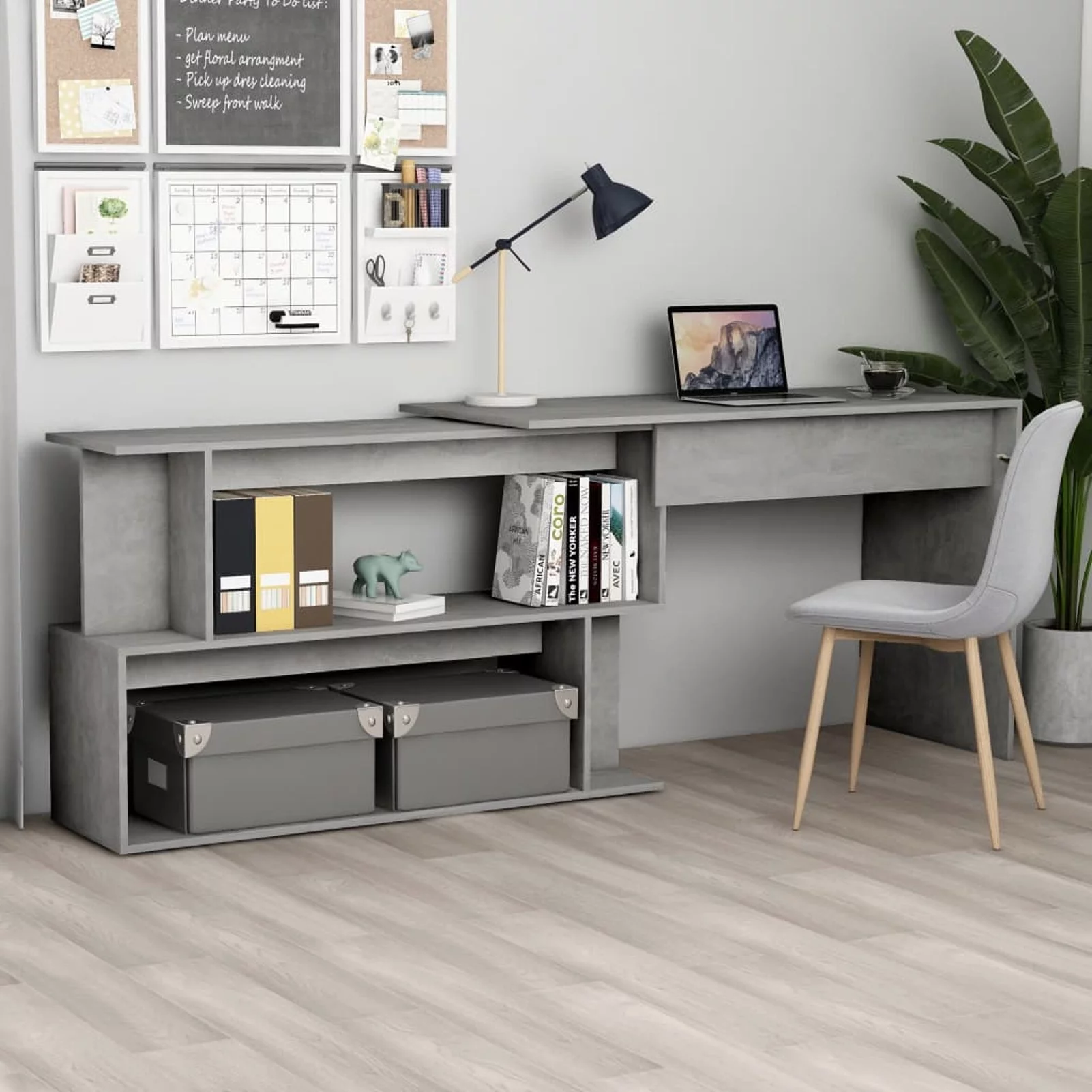 Walmeck Corner Desk Concrete Gray 78.7
