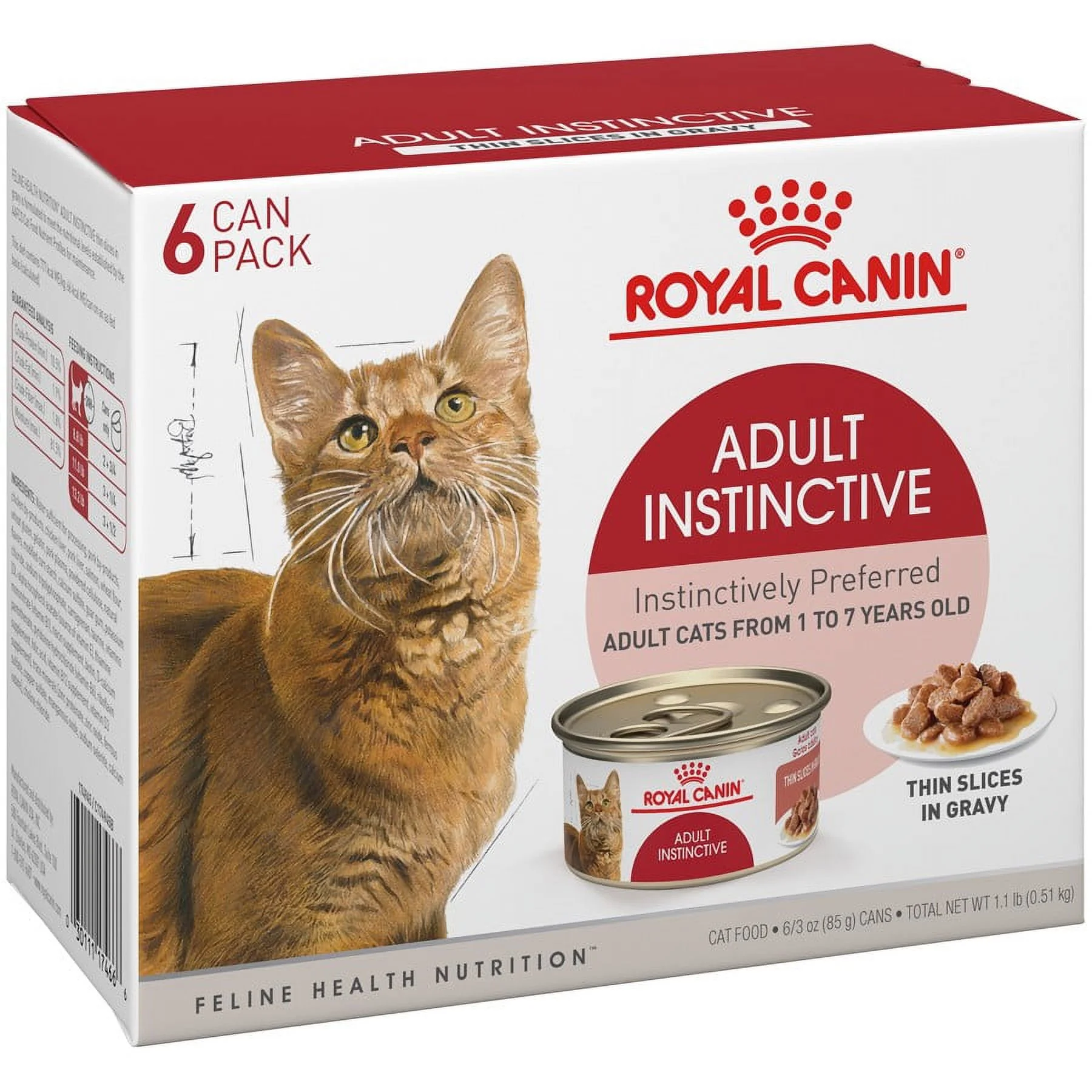 Royal Canin Feline Health Nutrition Adult Instinctive Loaf in Sauce Wet Cat Food, 3 oz (Pack of 6)