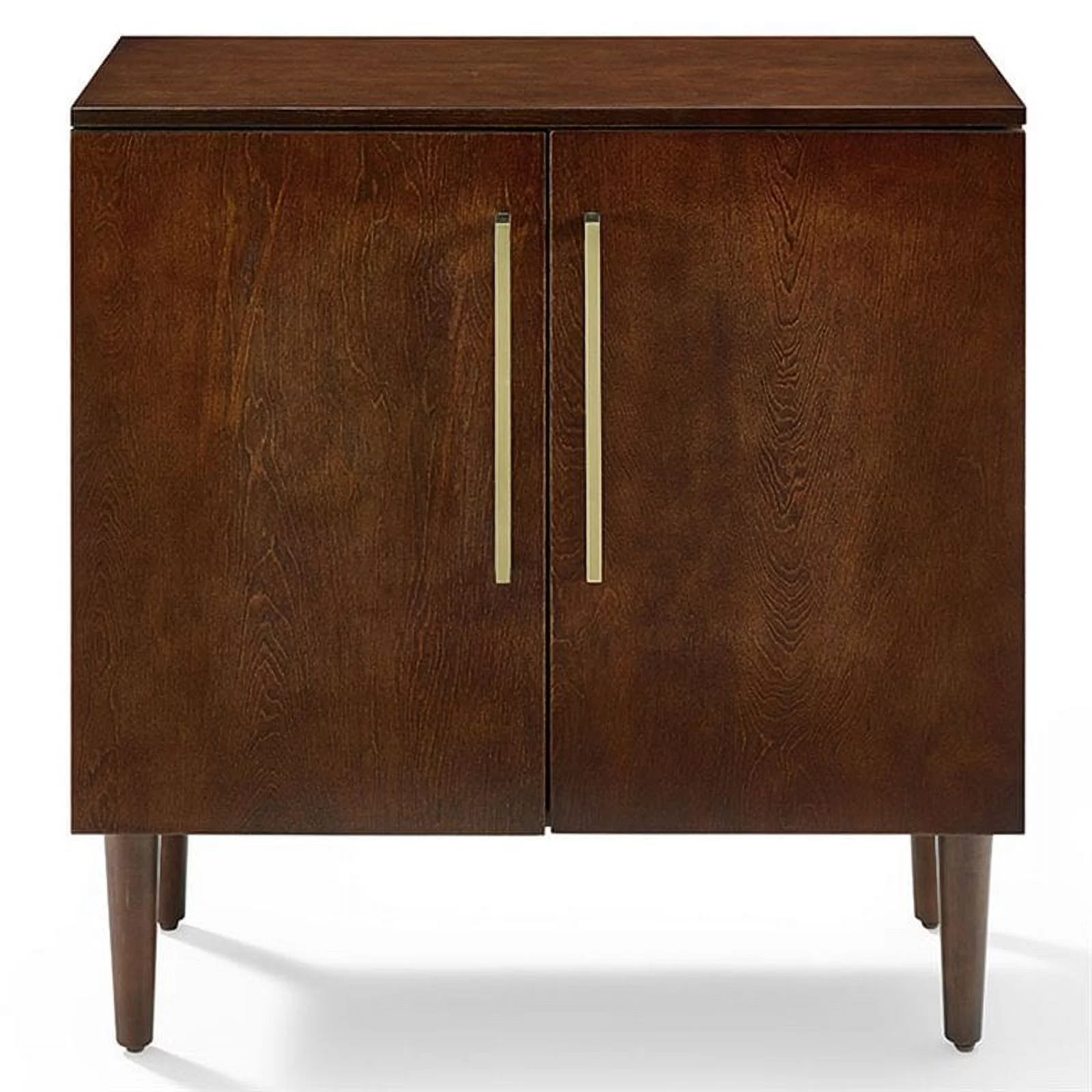 Bowery Hill Modern 2 Door Glass Console Table in Mahogany