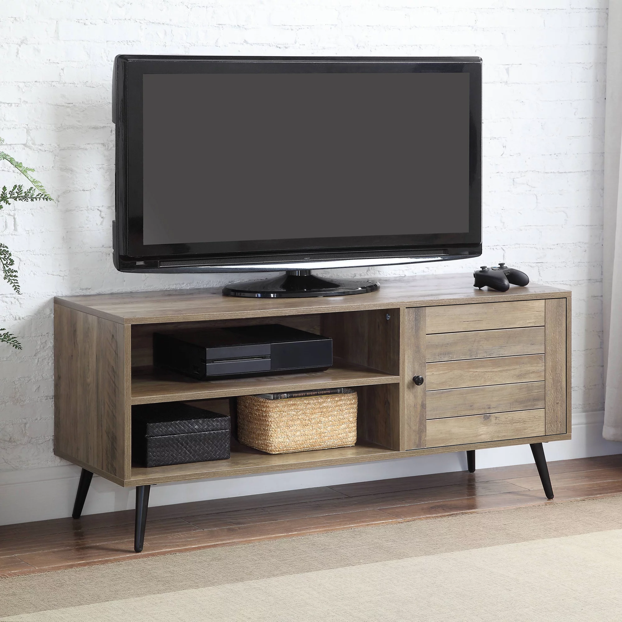 ACME Baina II TV Stand in Rustic Oak & Black Finish