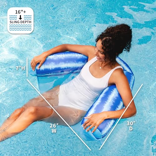 Big Joe Noodle Sling, No Inflation Needed, Pool Float with Armrests, Quick Draining Fabric, Cup Holder