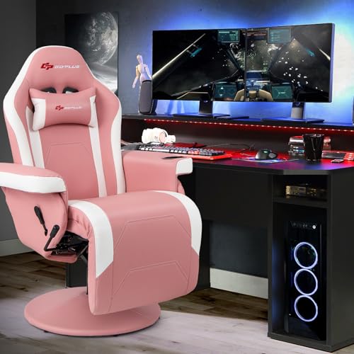 Gaming Recliner Adjustable Massage Gaming Chair with Cup Holder Footrest Ergonomic Single Sofa Living Room Home Theater Seating with Side Pouch, Blue