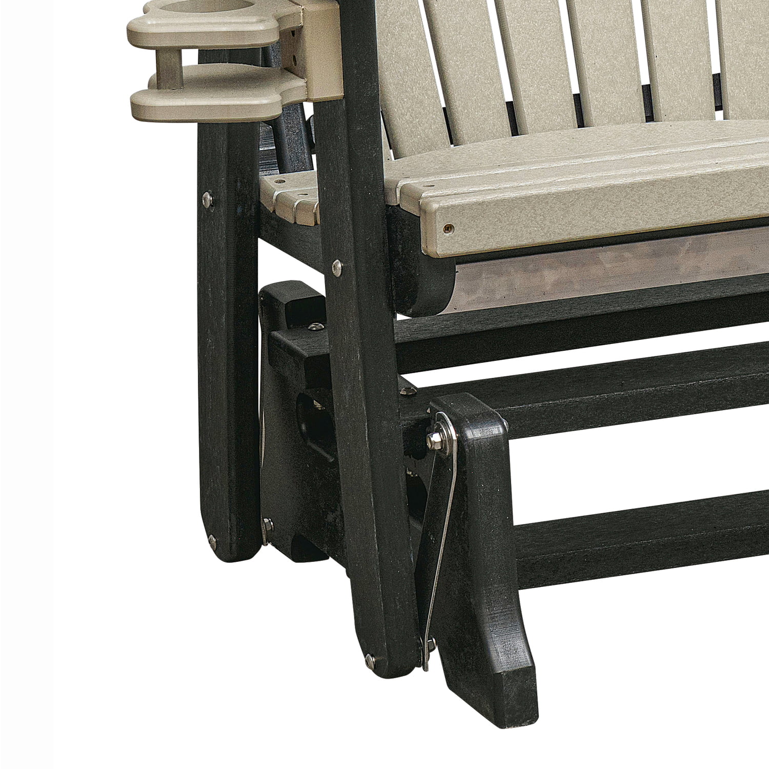 OS Home and Office 420WWBK Dual Fan Back Glider in Weatherwood with a Black Base