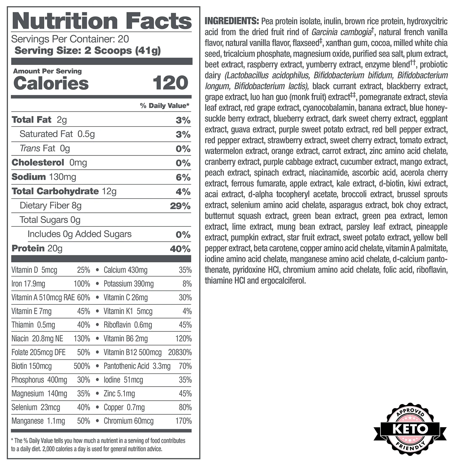 Flat Tummy Shakes, Vanilla Protein Powder - Vegan, Keto, Meal Replacement Shake