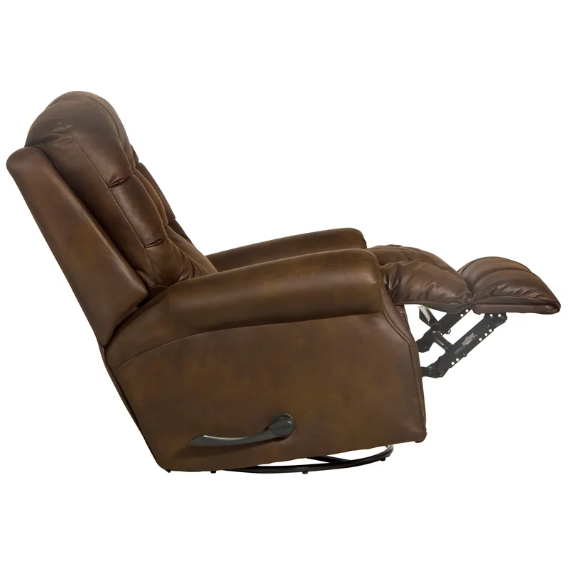 Catnapper Marge Swivel Glider Recliner in Brown Polyester Fabric