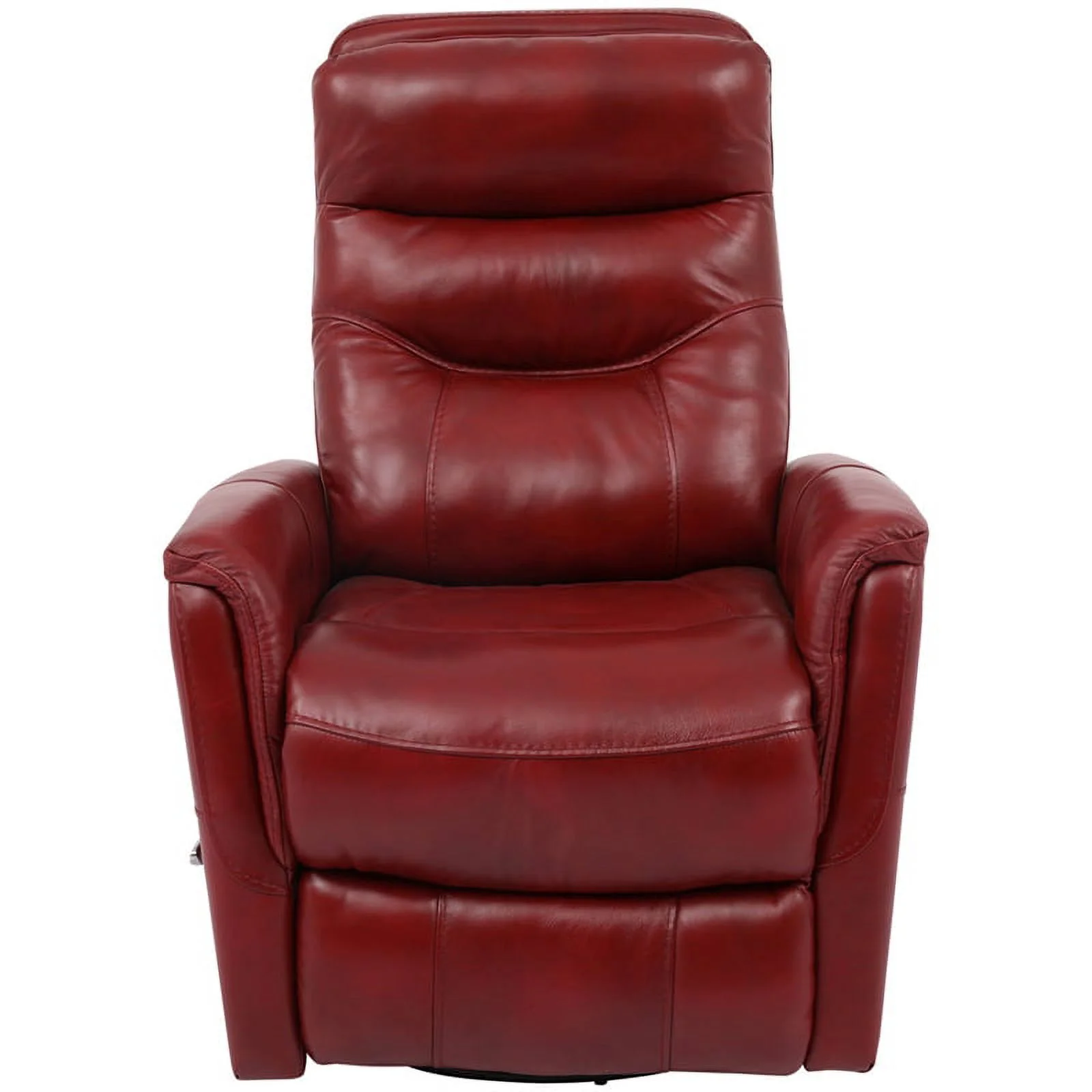 Home Square Leather Manual Swivel Glider Recliner in Red - Set of 2