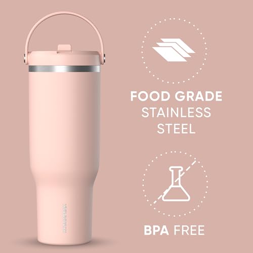 Hydrapeak Nomad 24 oz Tumbler with Handle and Straw Lid, Leakproof, Double Insulated, 24oz Cup Stainless Steel (Blush)