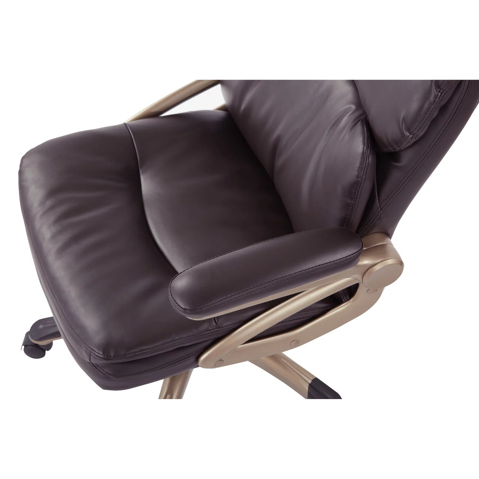 Executive Low Back Chair in Espresso Bonded Leather with Cocoa Accents