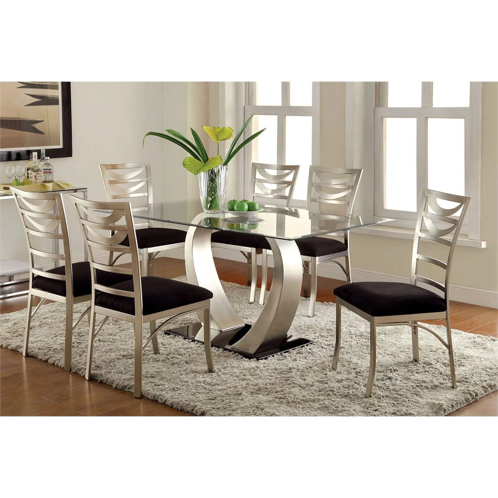 Furniture of America Halliway Stainless Steel Dining Chair in Silver (Set of 2)