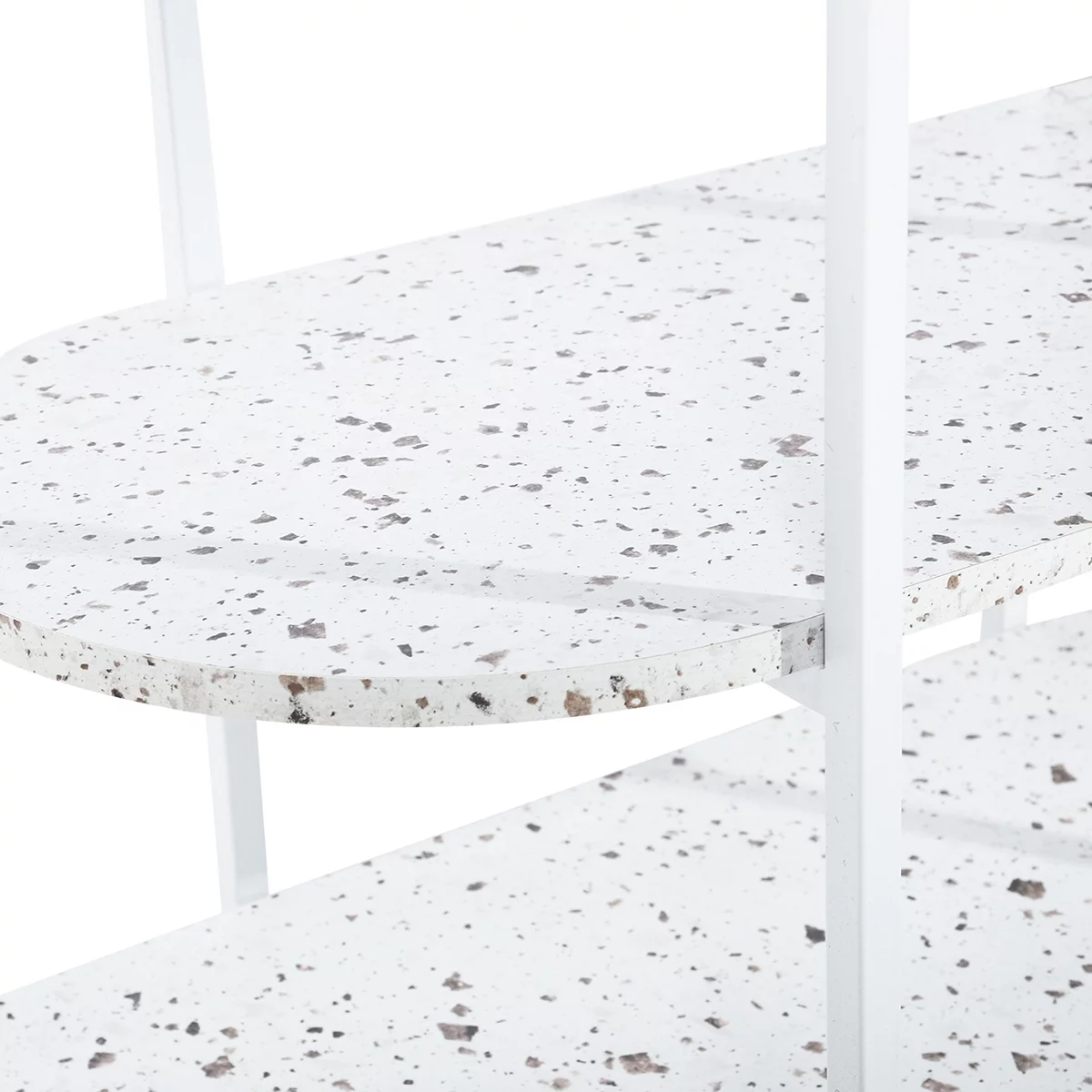 ikayaa 4-Tier Multi-Function Storage Shelf,Living Room Bookshelf, Small Kitchen Shelf,Marble White