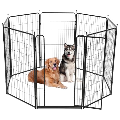 Dog Playpen,40 inch(H) 18 Ft(L) 8 Panels Dog Fence Indoor/Outdoor,Heavy Duty Metal Pet Puppy Exercise Pen, Wide Door Low Threshold,Portable Pet Playpen for Rv Camping Garden Yard Black-1