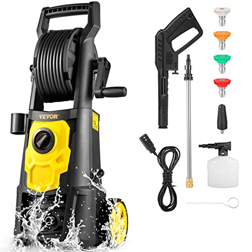 VEVOR Electric Pressure Washer, 2000 PSI, Max. 1.76 GPM Power Washer w/ 30 ft Hose, 5 Quick Connect Nozzles, Foam Cannon, Portable to Clean Patios, Cars, Fences, Driveways, ETL Listed