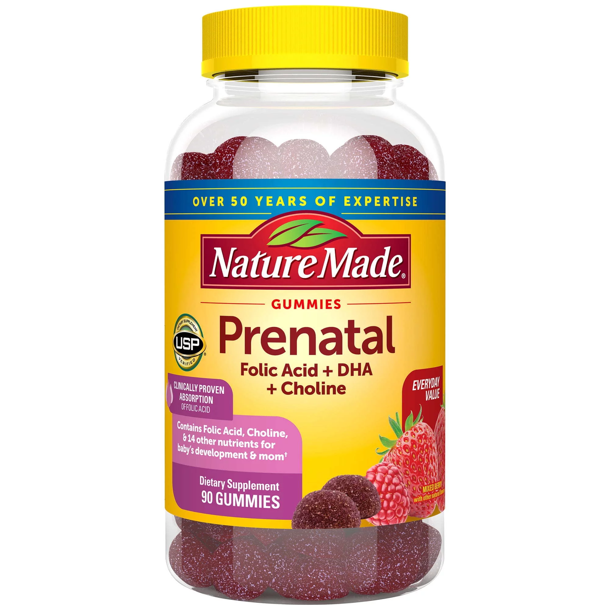 Nature Made Prenatal Gummies with DHA and Folic Acid; Prenatal Health; 90 Count