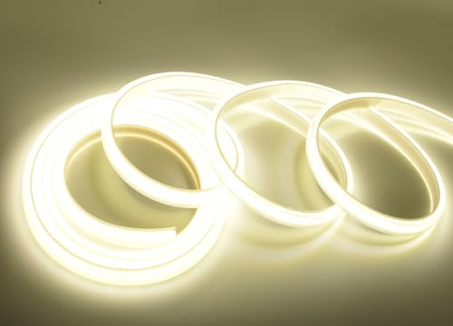 SUYOOULIN LED Strip Lights, 30ft/9m AC110-130V High Density 2592 LEDs COB Light Strip, 26000LM Super Bright Dimmable Waterproof LED Rope Light (Cool White 6500K)