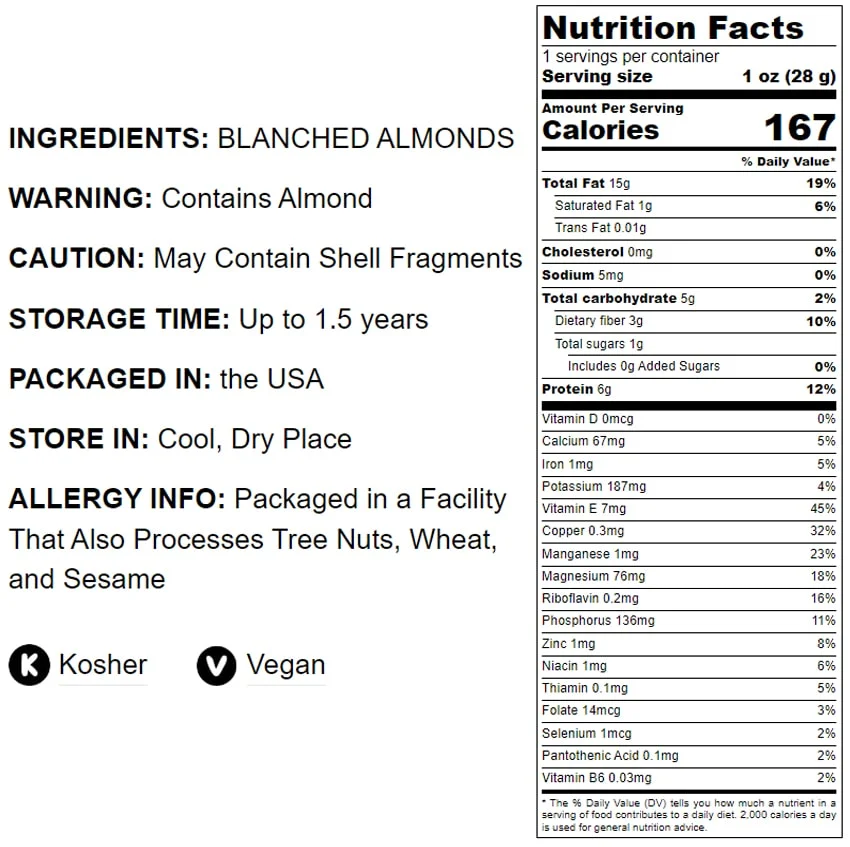 Blanched Almond Flour, 12 Pounds — Kosher, Vegan — by Food to Live