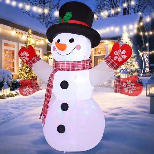 COMIN 8 FT Christmas Inflatables Outdoor Decorations Inflatable Snowman Shaking Hand Blow ups with Built-in LEDs for Yard Party Lawn Decor