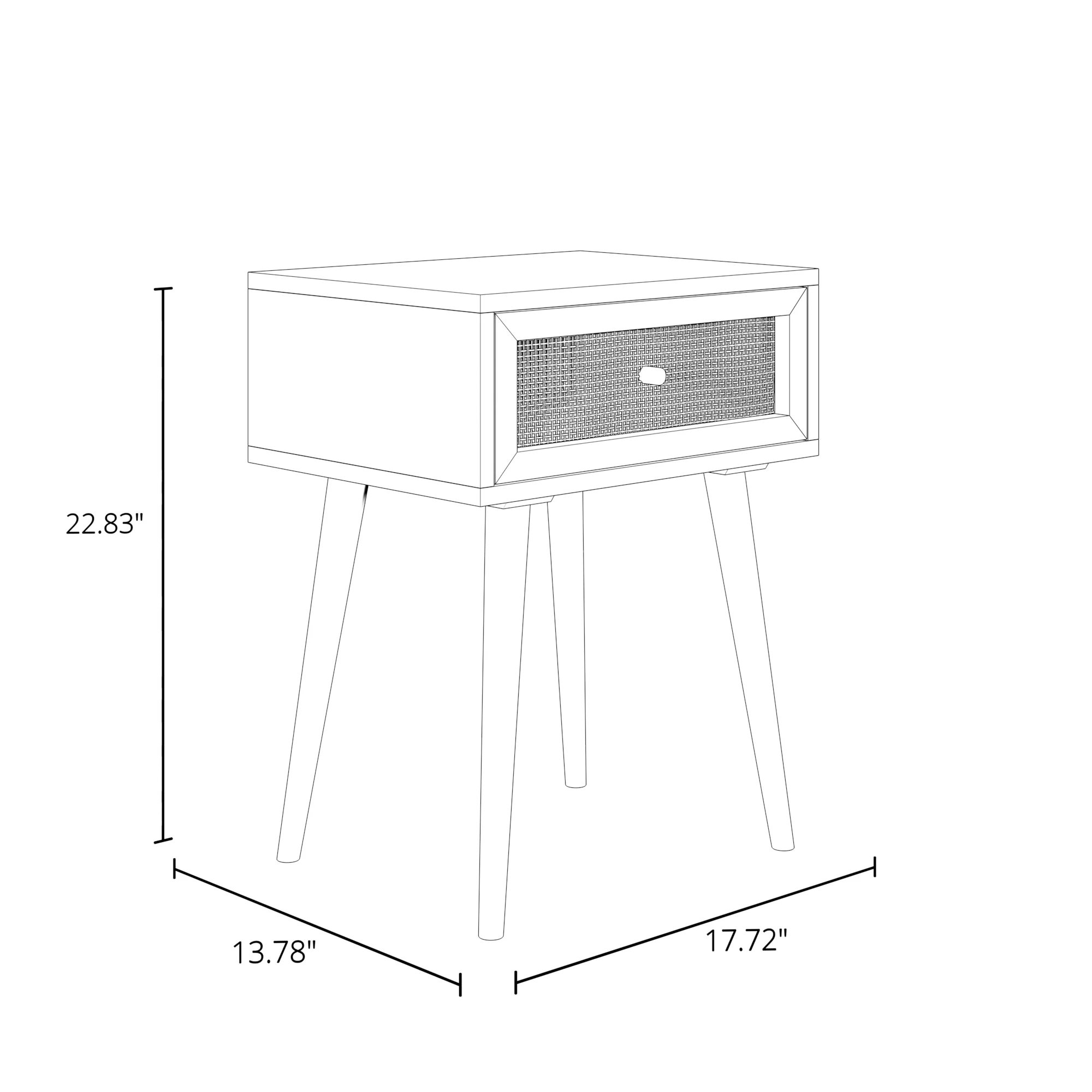Inmod Mid-Century Modern Serafina 1-Drawer Nightstand, White