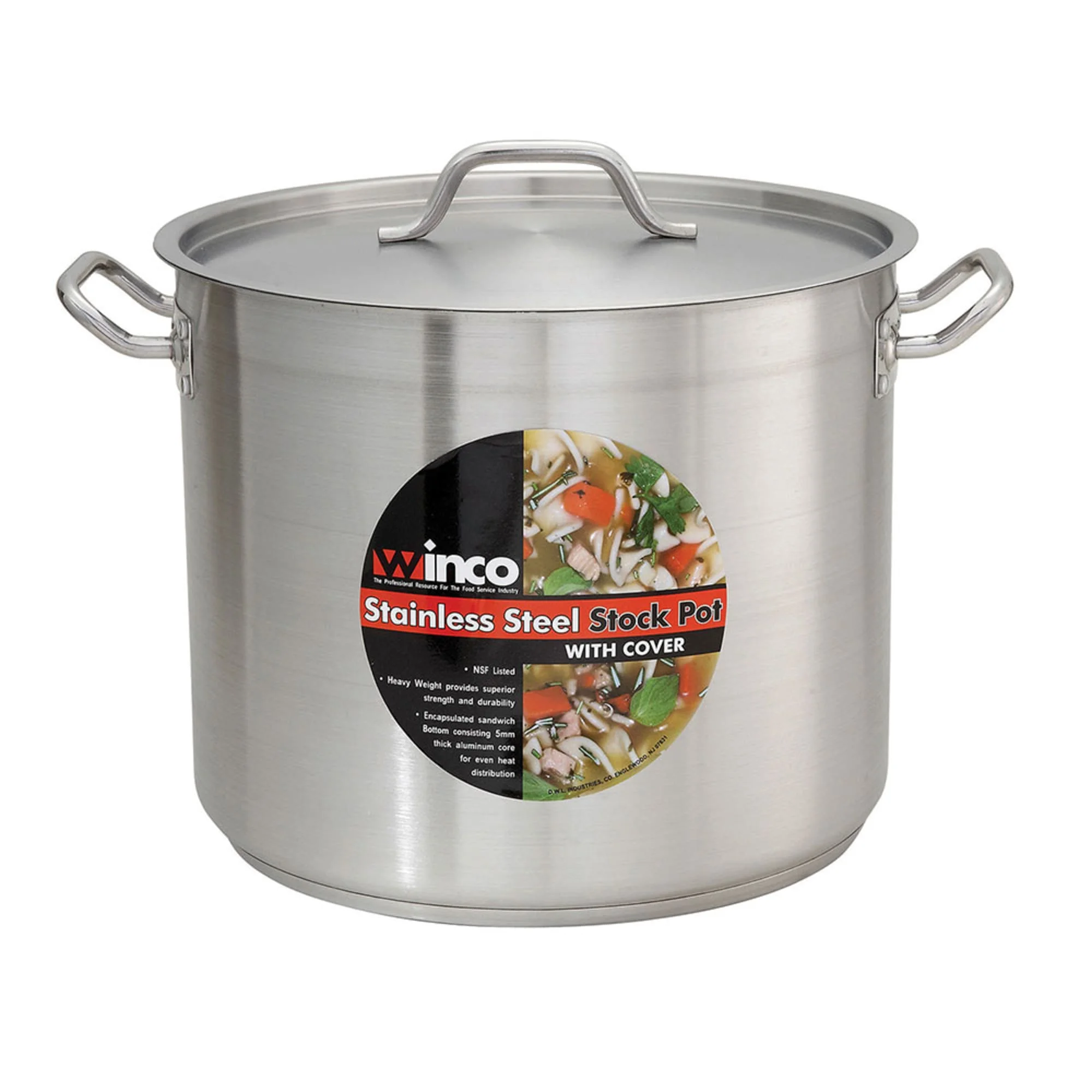 Winco SST-8 8 qt Stainless Steel Stock Pot w\\/ Cover - Induction Ready-Each
