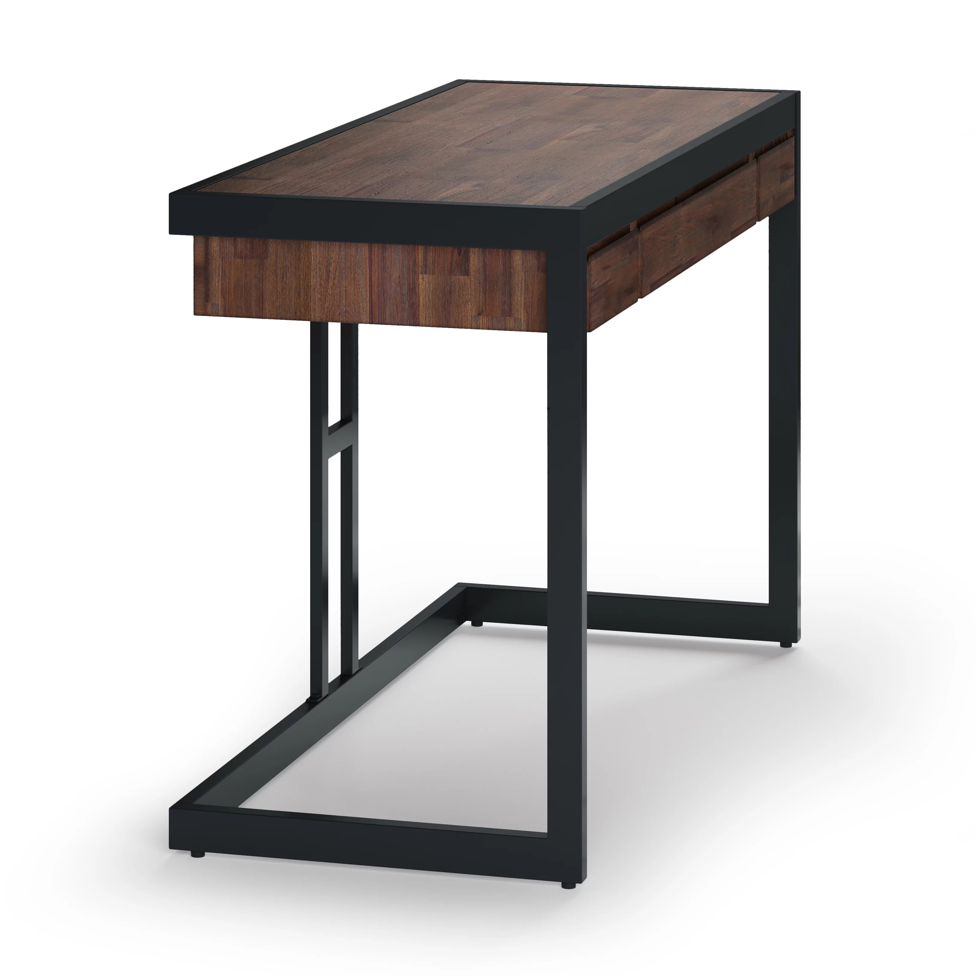 Simpli Home Erina Wood Small Desk in Distressed Charcoal Brown