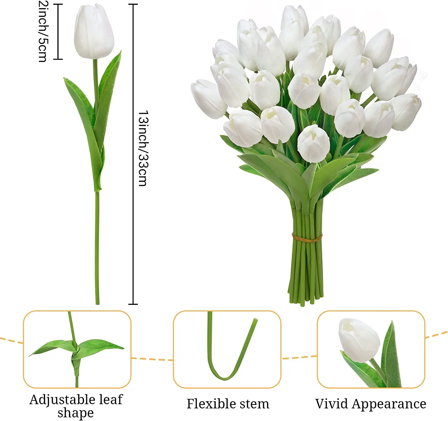 30 Pcs Multicolor Artificial Tulip Flowers Fake Tulips PU Real Touch Faux Flowers Bouquet for Room Office Table Party Spring Wedding Home Easter Decorations