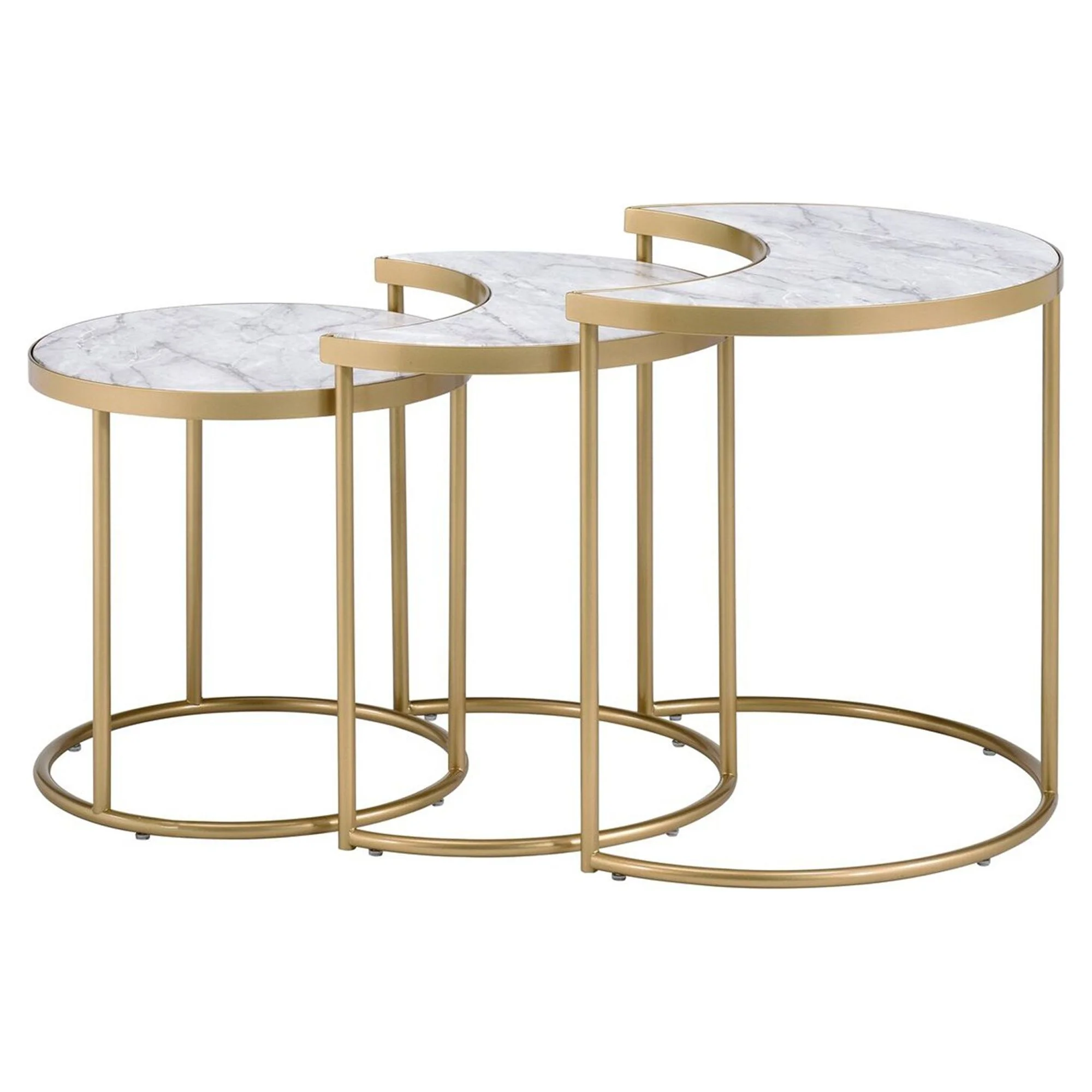 BESTCOSTY 3 Pcs Pack Nesting Tables, Half-Moon & Round Shape End Table