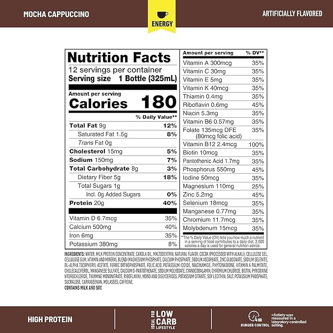 SlimFast Protein Shake, Chocolate- 20g Protein, Meal Replacement Shake Ready to Drink, High Protein with Low Carb and Low Sugar, 24 Vitamins and Minerals, 12 Count (Pack of 1) (Packaging May Vary)