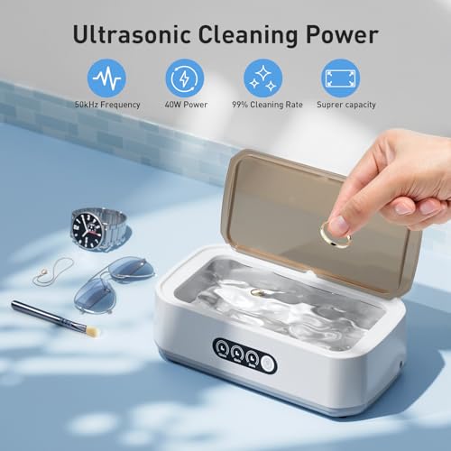 WINTERCRUSH Ultrasonic Retainer Cleaner for Tooth: 50KHz Jewelry Cleaner Deep Cleaning Machine - 650ML Dental Cleaning Pod for Dentures/Mouth Guards/Eyeglasses-3 Timers -Stainless Steel, Reliable Use