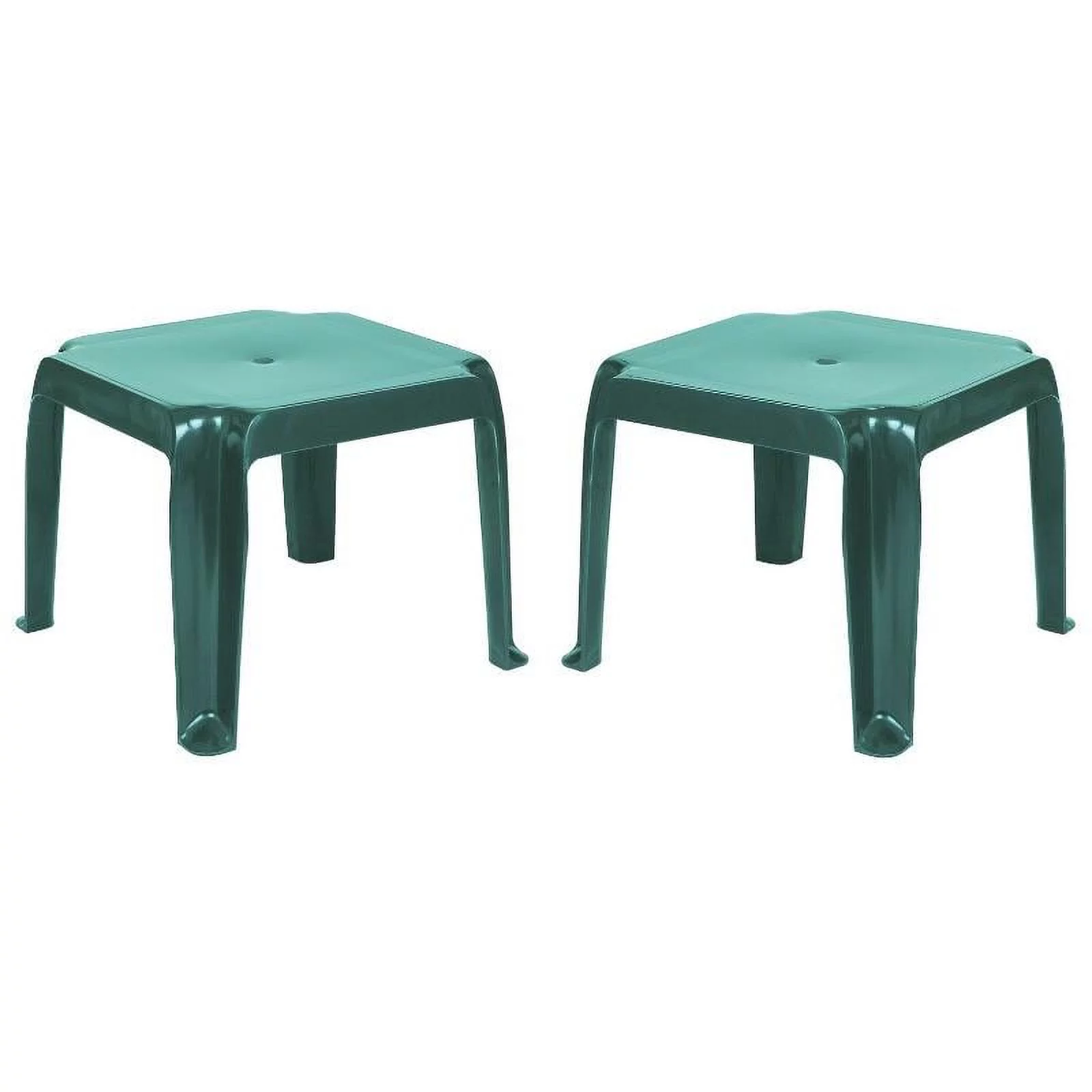 Home Square Square Resin Patio Side Table in Green - Set of 2