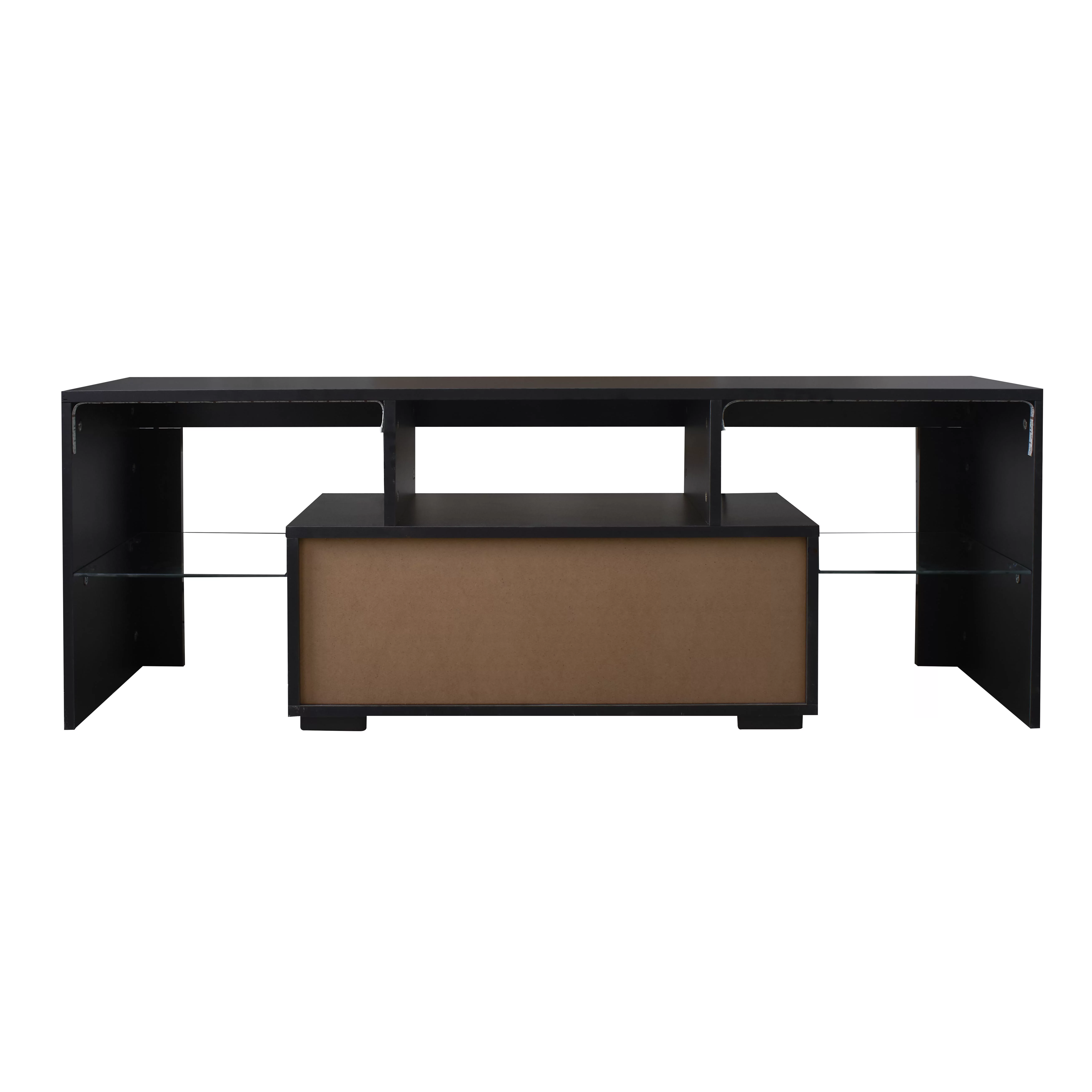 Oaks Aura Black TV Stand with LED RGB Lights, Flat Screen TV Cabinet, Gaming Consoles-in Lounge Room, Living Room and Bedroom