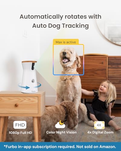 Furbo 360° Cat Camera - Unlock Camera & Smart Features w/Paid Plan: Home Security & Pet Safety Alerts, Rotating Treat Dispenser w/Speaker, Smart Cam w/Phone App (Subscription Required, 3mo Minimum)