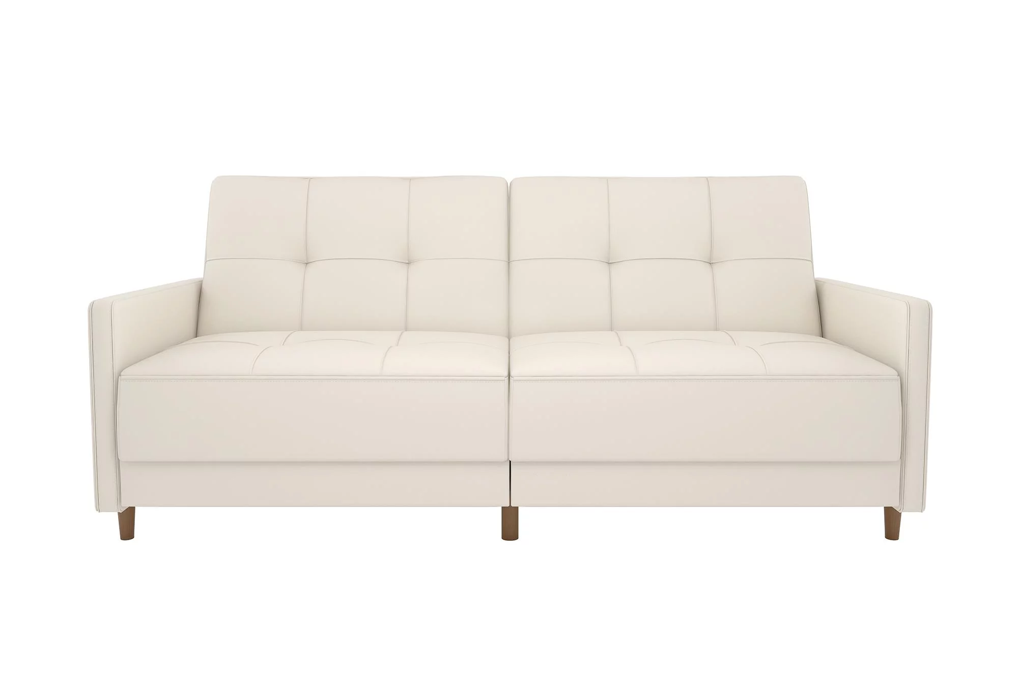 Desert Fields Adera Coil Futon, White Faux Leather
