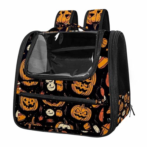 Halloween Pumpkin Pet Travel Carrier | Ventilated Comfortable Design with Safety Features | Ideal for Small to Medium Sized Pets Cats, Dogs etc
