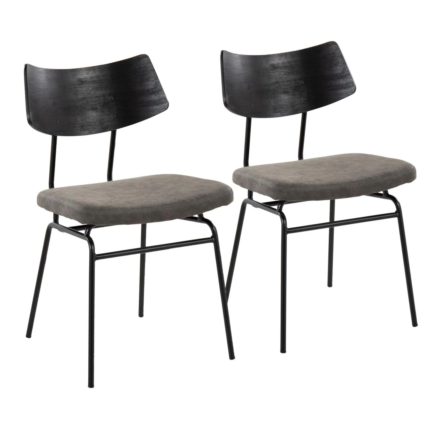 Lumisource Walker Set Of 2 Chair With Black Metal Finish CH-WALKER BKGY2