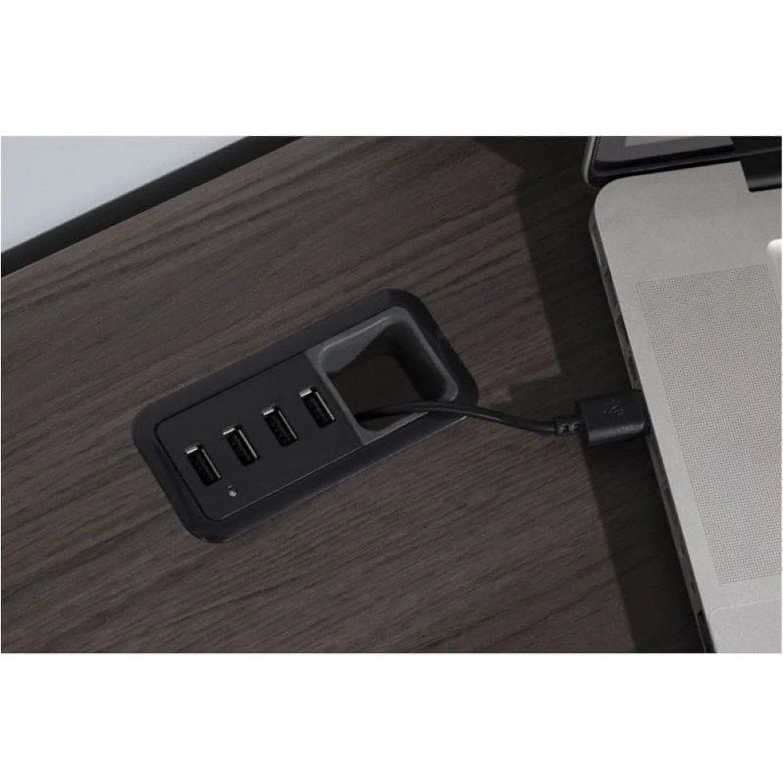 Bowery Hill Home Office L-Shape Computer Desk with Hutch in Gray