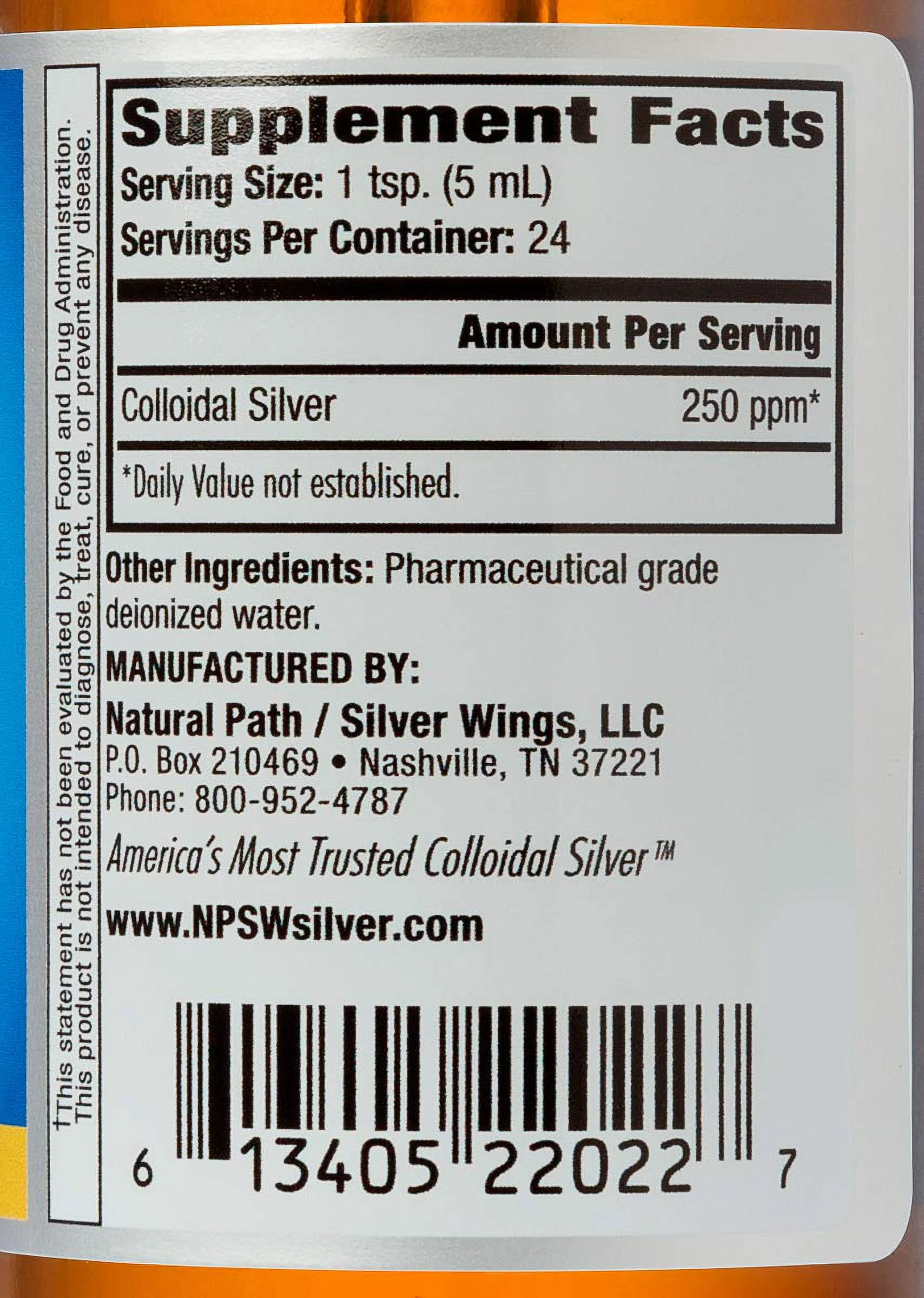 Natural Path Silver Wings Colloidal Silver Dropper 250 ppm 4 fl oz Liq