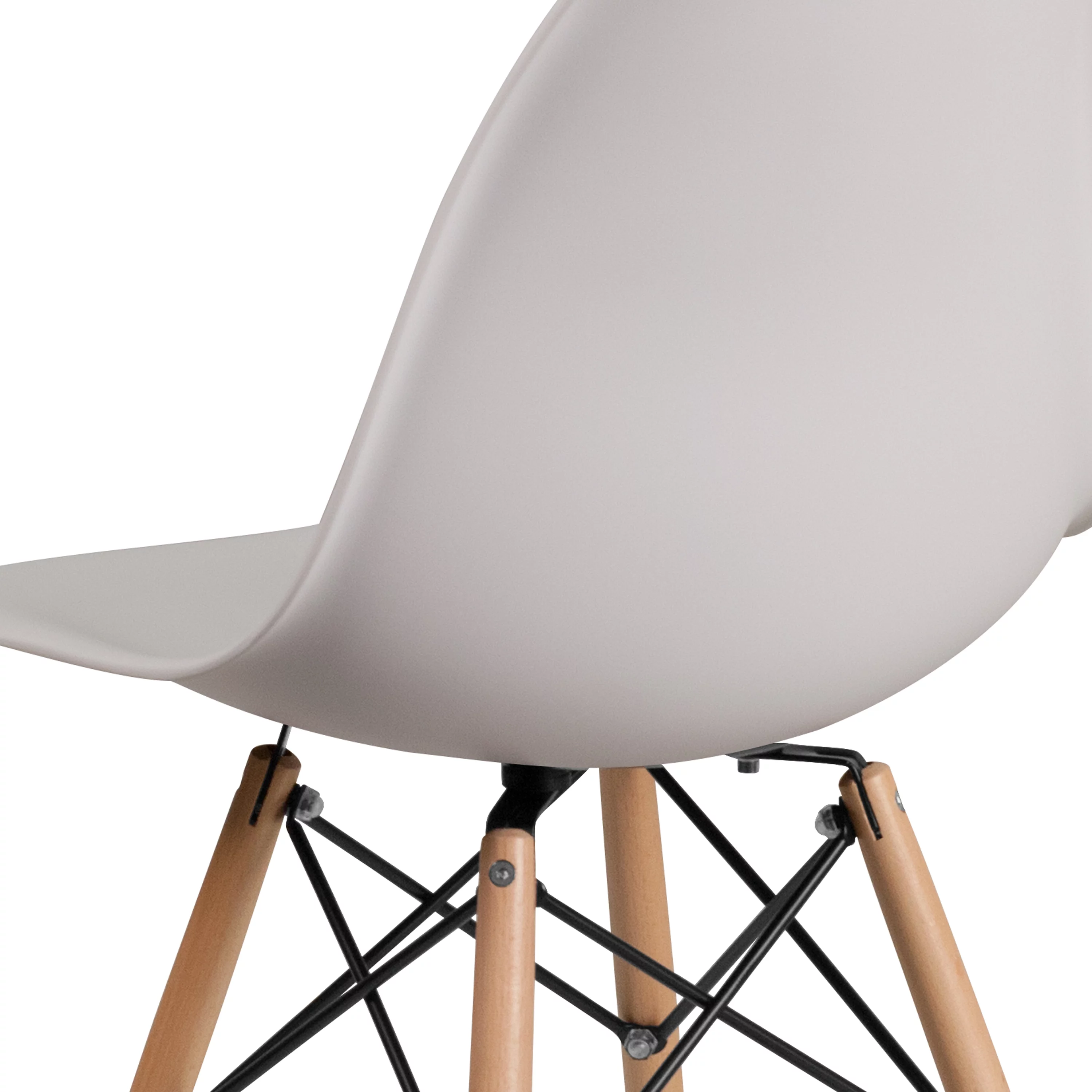 BizChair 2 Pack White Plastic Chair with Wooden Legs