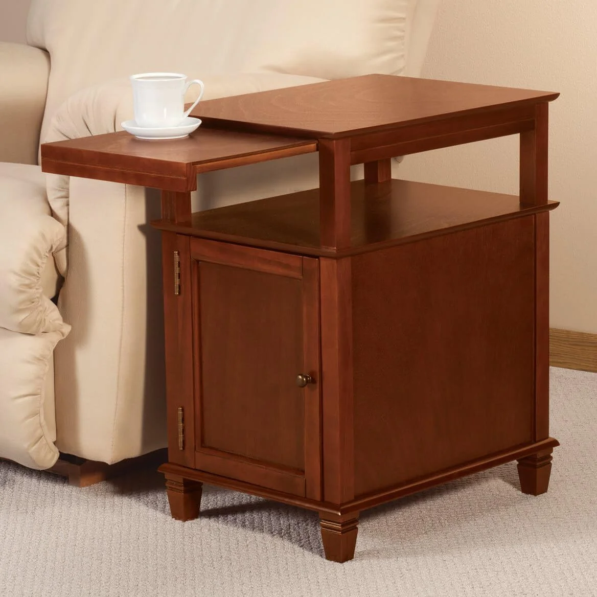 Miles Kimball Appleton Recliner Table With Slide-Out Shelf Mahogany