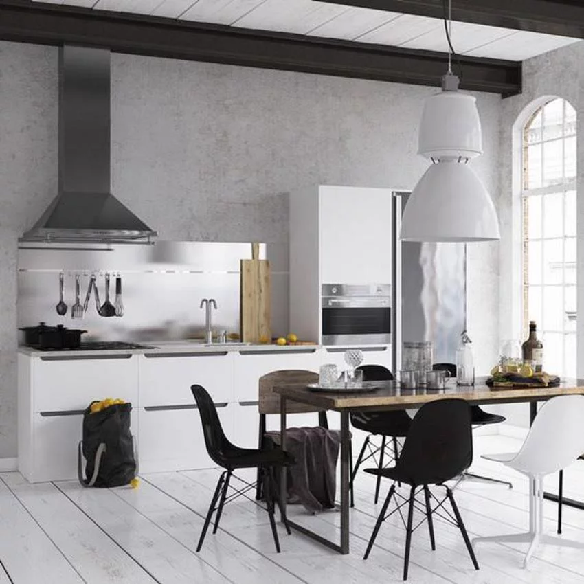 Homelala - Set of 4 White - Plastic Side Black Dark Wood Legs Eiffel Dining Room Chair - Lounge Chair No Arm Armless Less Chairs Seats Molded Plastic