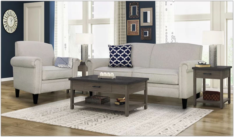 KOWO Upholstered Rolled Arm Accent Armchair gray