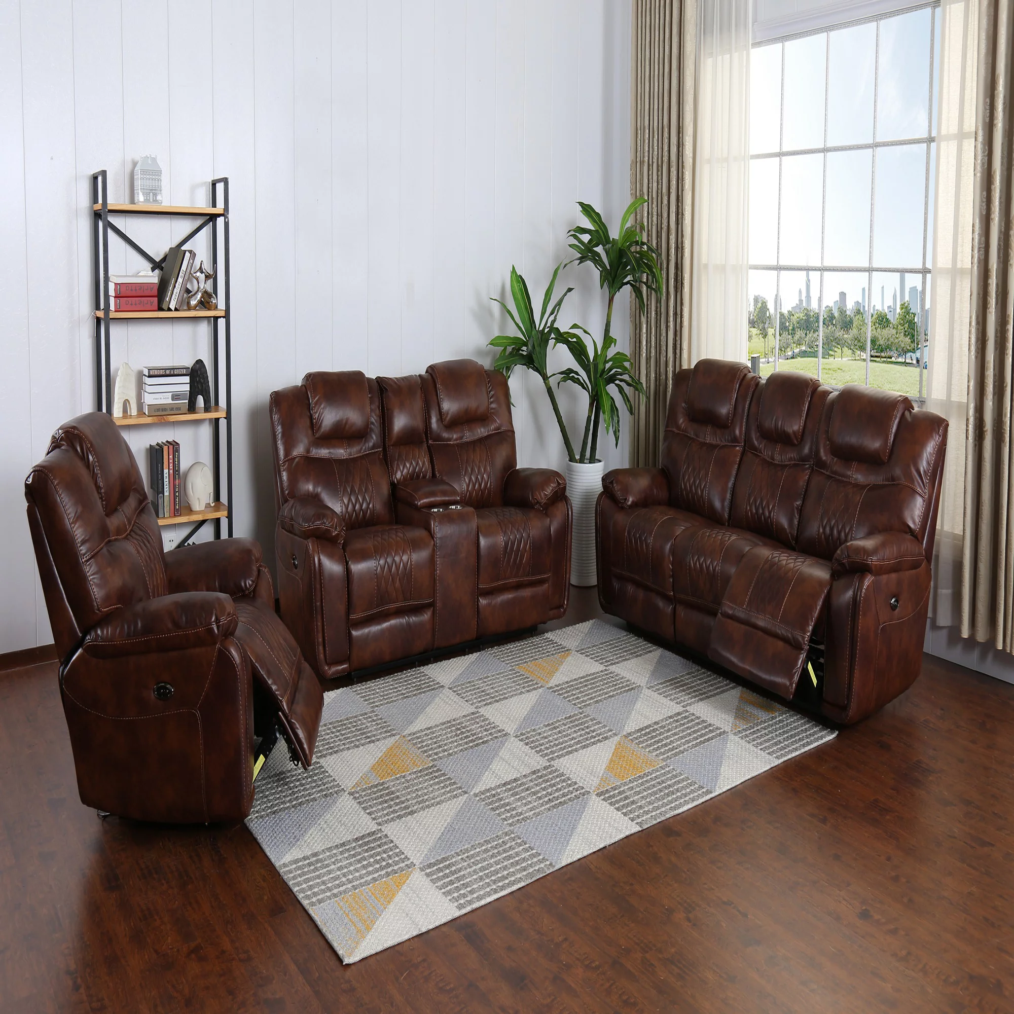 The Hamptons Collection 41” Rich Brown Power Recliner in Leather Gel