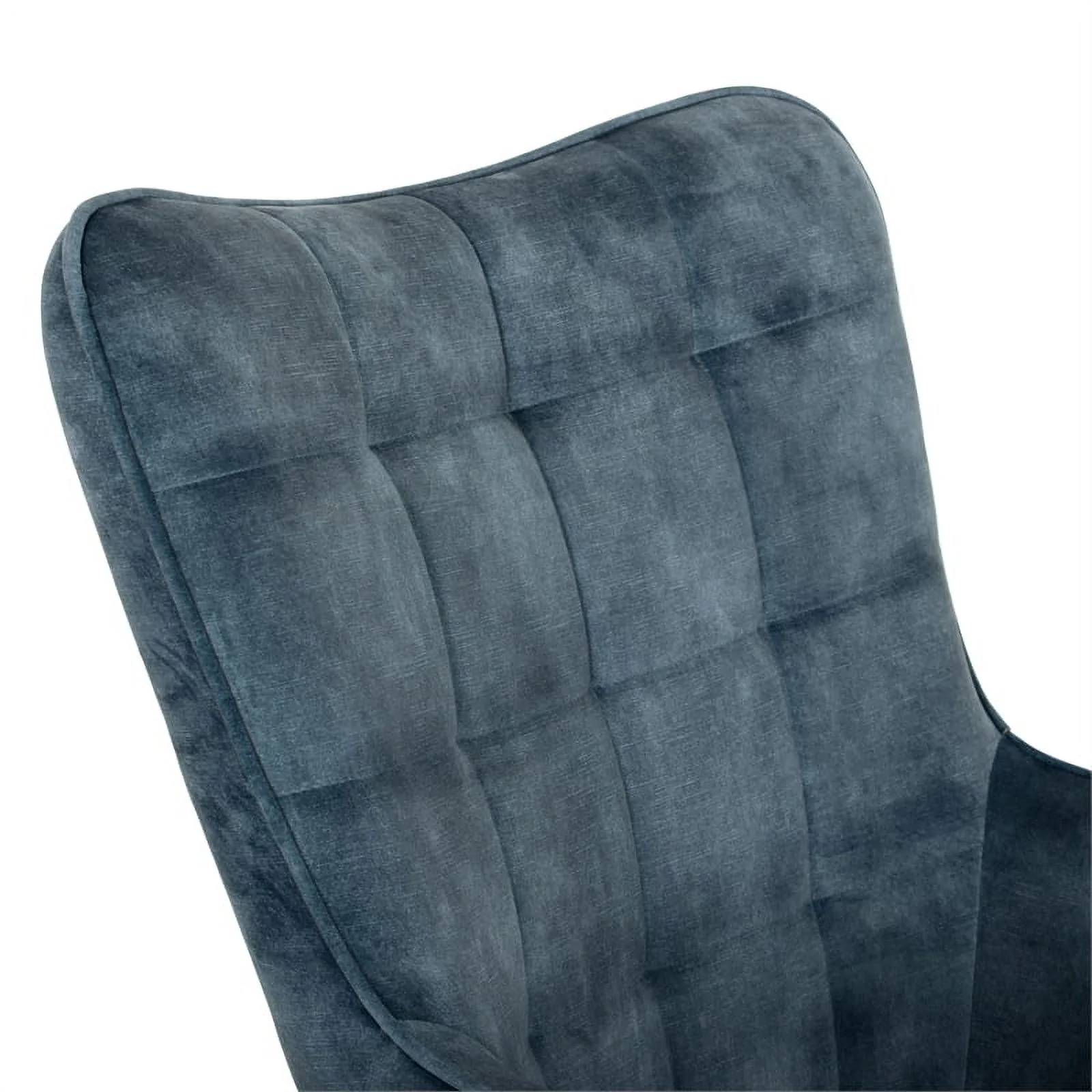 Charlotte Dark Teal Blue Velvet Fabric Wingback Accent Chair with Stool