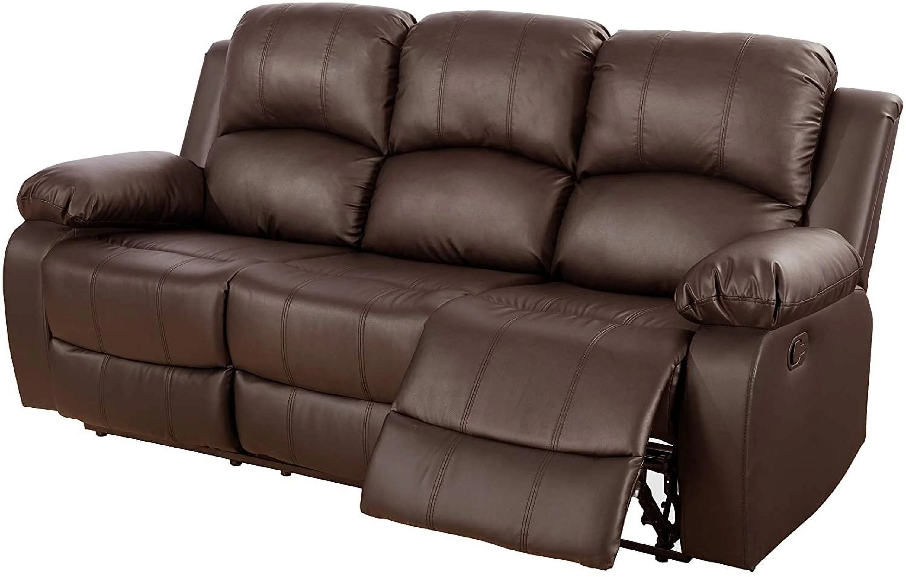 PonLiving Furniture GS2900-3PC Huntington 3-Piece Brown Bonded Leather Sofa & Loveseat & Chair 1 Set with 5 Recliner