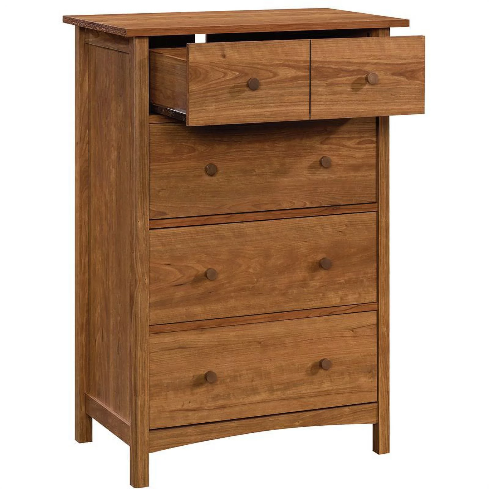 Pemberly Row Engineered Wood 4-Drawer Bedroom Chest in Prairie Cherry