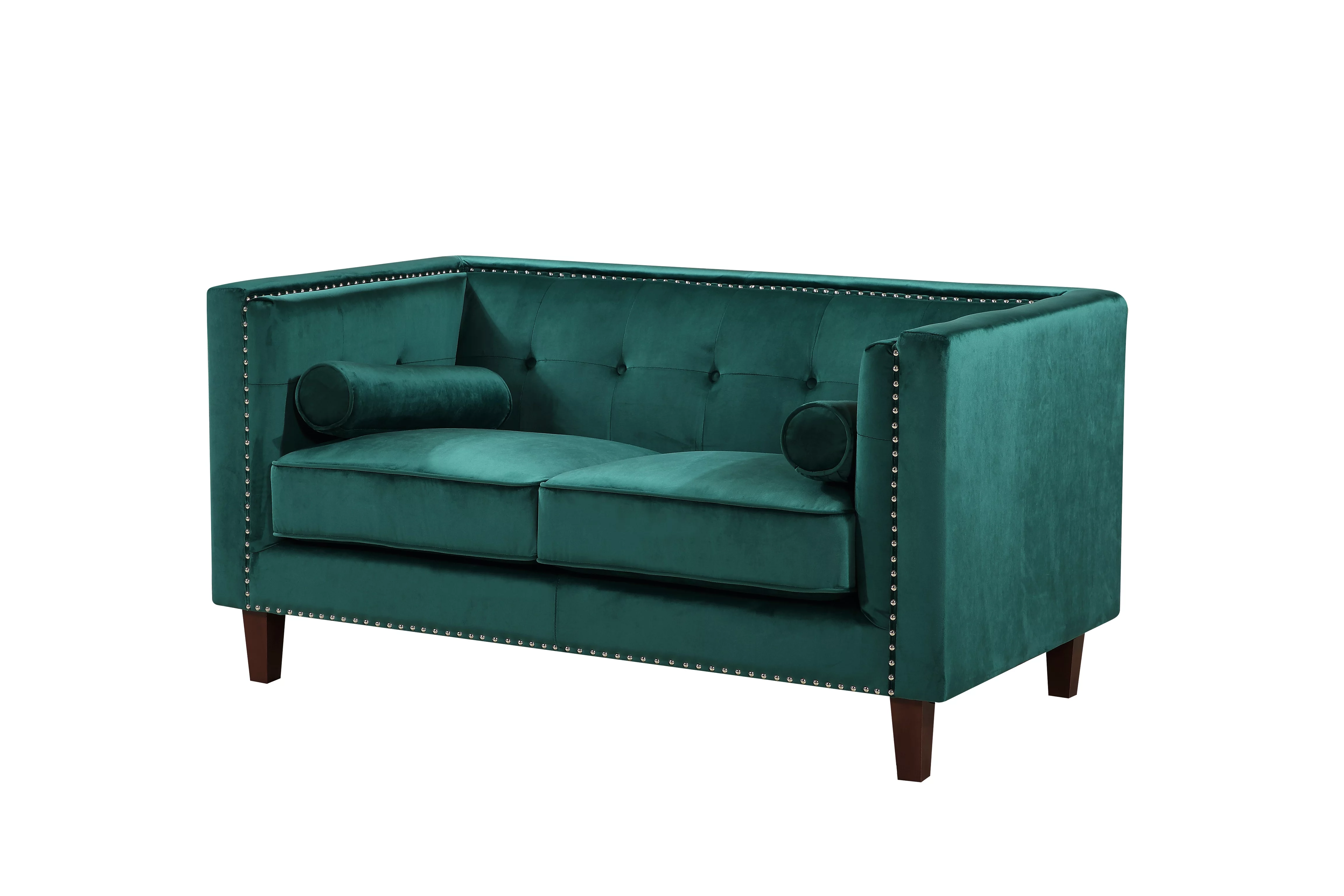 Uspridefurniture Kittleson 60'' Velvet Tuxedo Arm Loveseat -Green